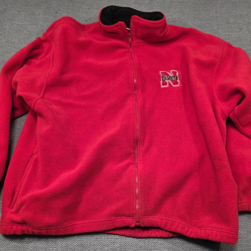 Iron Knights Athletics Nebraska Huskers Fleece Jacket Red Full Zip Mens 2XL NCAA